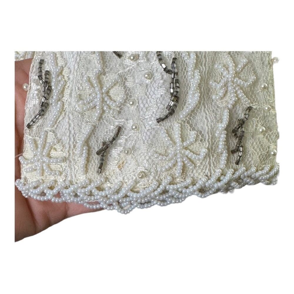 Vintage Ivory Delicate Beaded Dress & Jacket Set Women's Size 10 Fringe - Picture 10 of 14
